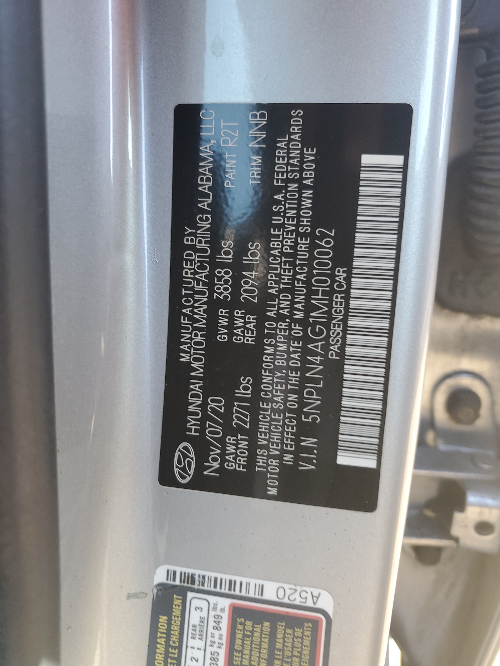 5NPLN4AG1MH010062 2021 Hyundai Elantra Sel