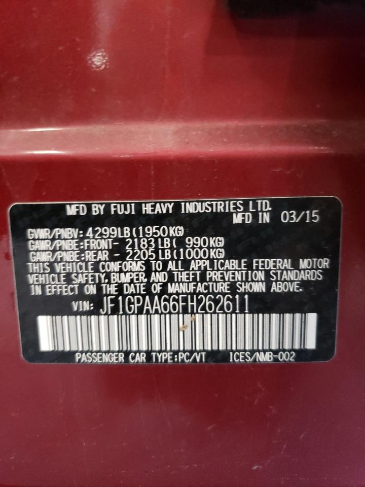2015 Subaru Impreza VIN: JF1GPAA66FH262611 Lot: 65207834