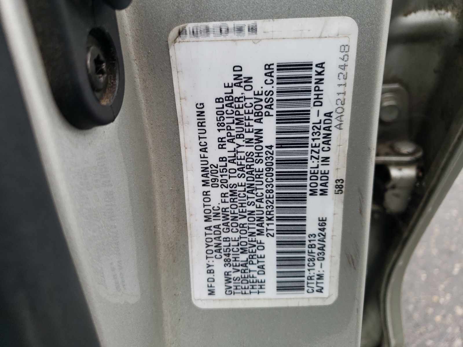 2T1KR32E83C090324 2003 Toyota Corolla Matrix Xr