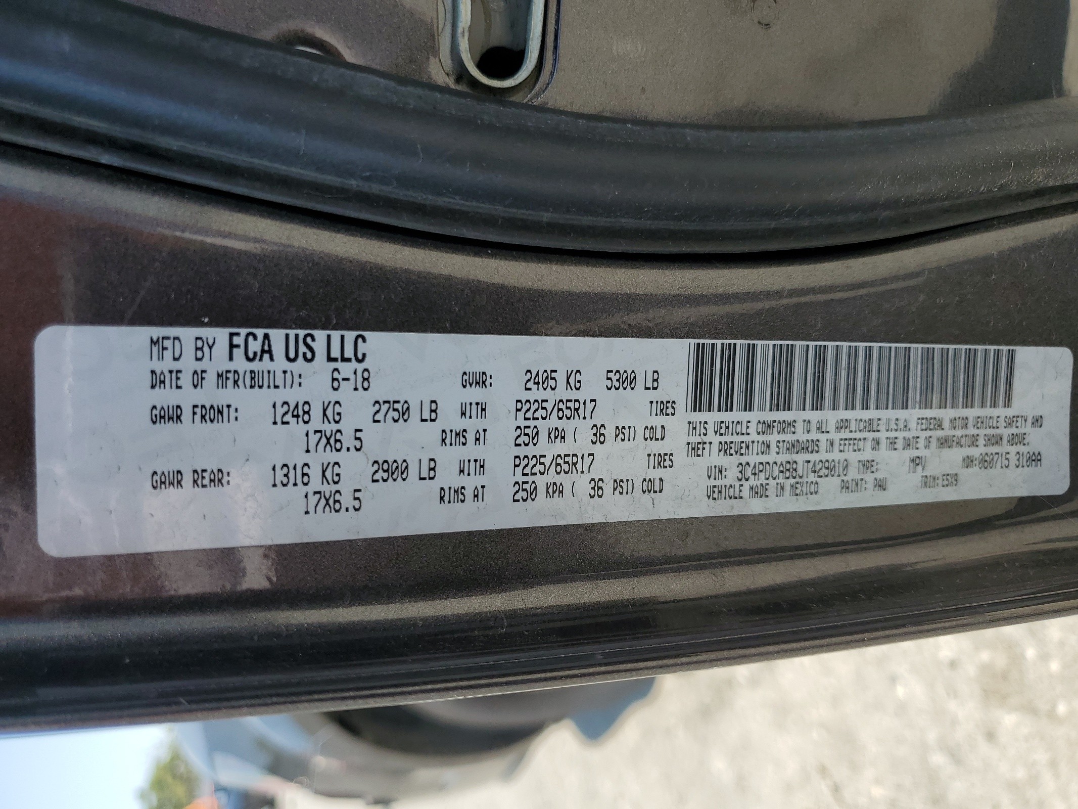 3C4PDCAB8JT429010 2018 Dodge Journey Se