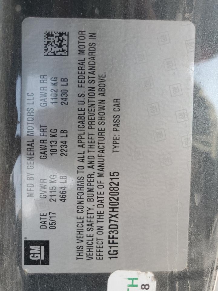 2017 Chevrolet Camaro Ss VIN: 1G1FF3D7XH0208215 Lot: 63133254