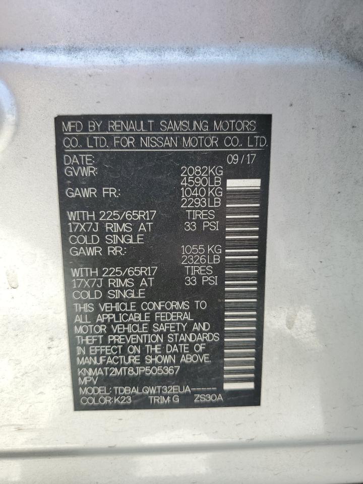 2018 Nissan Rogue S VIN: KNMAT2MT8JP505367 Lot: 62992474