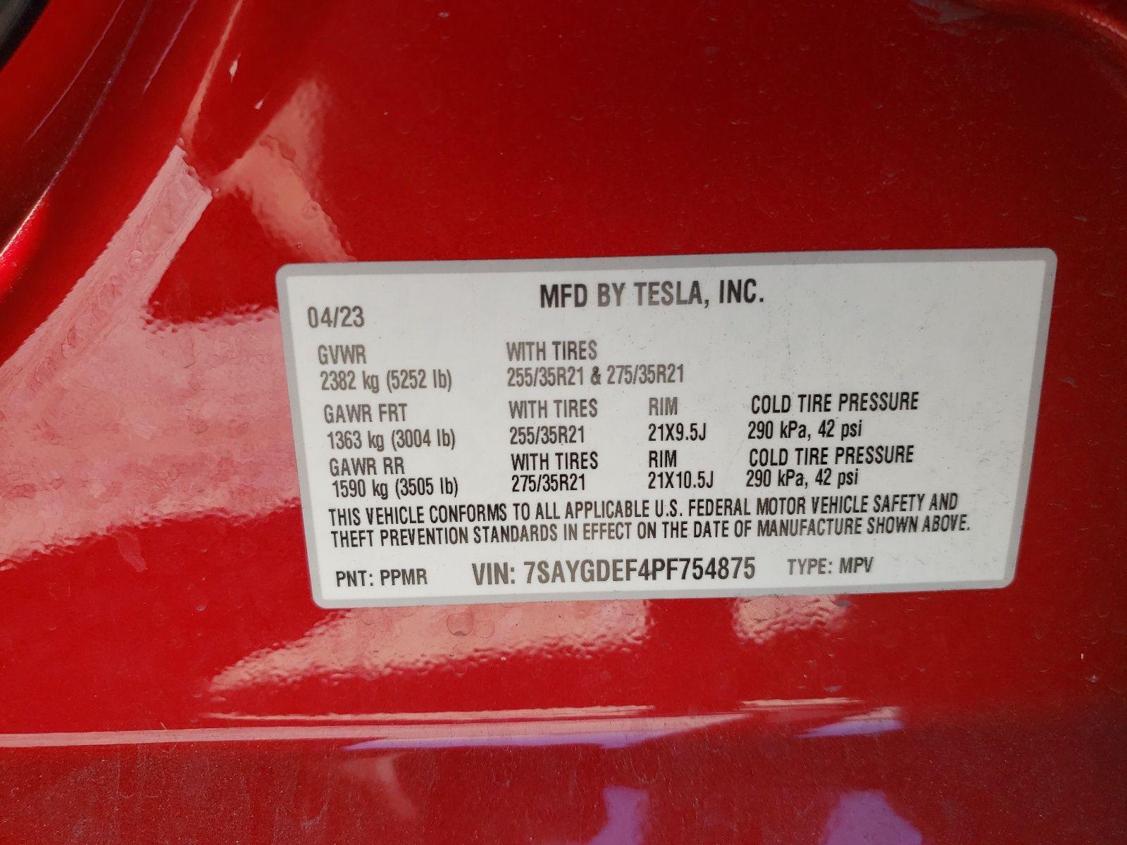 7SAYGDEF4PF754875 2023 Tesla Model Y