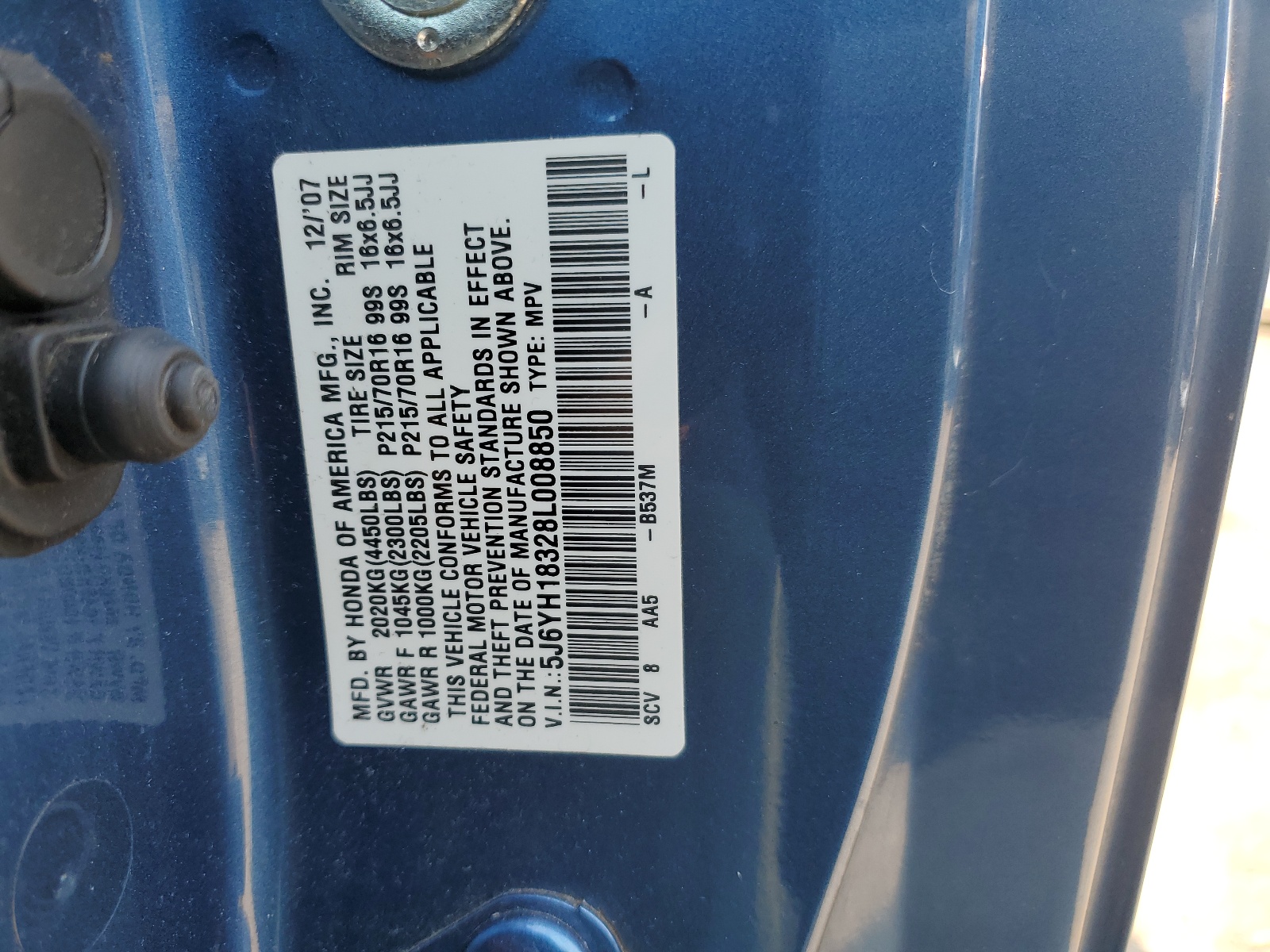 5J6YH18328L008850 2008 Honda Element Lx