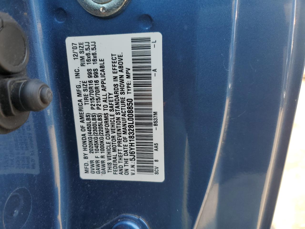 2008 Honda Element Lx VIN: 5J6YH18328L008850 Lot: 65208334