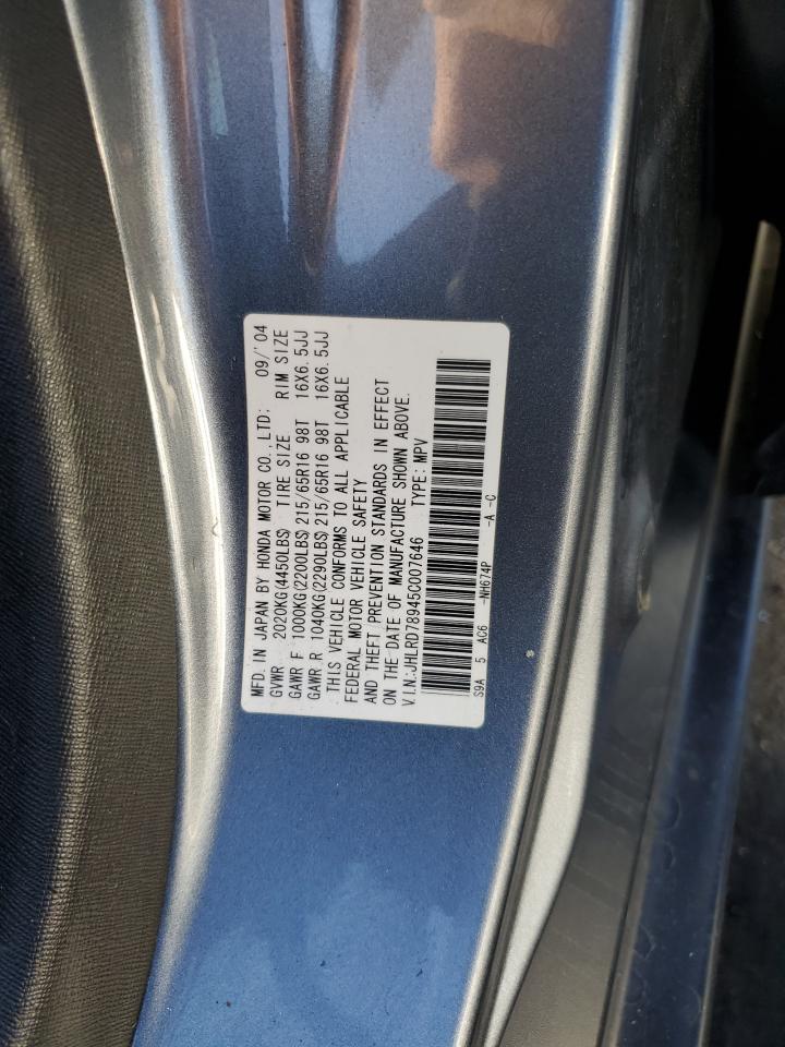 2005 Honda Cr-V Se VIN: JHLRD78945C007646 Lot: 62472844