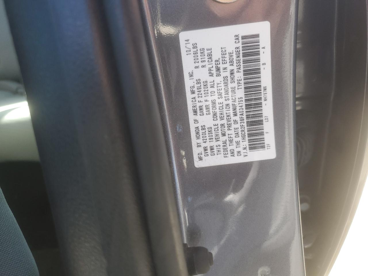 1HGCR2F36FA034755 2015 Honda Accord Lx