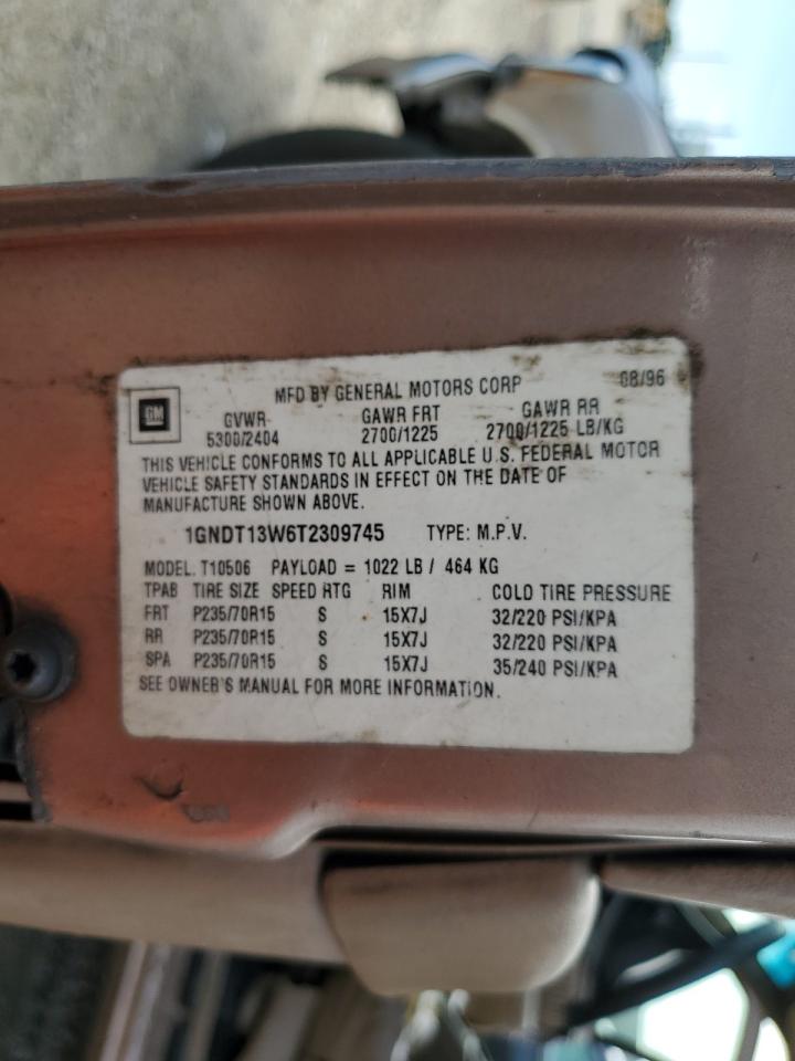 1996 Chevrolet Blazer VIN: 1GNDT13W6T2309745 Lot: 62992714