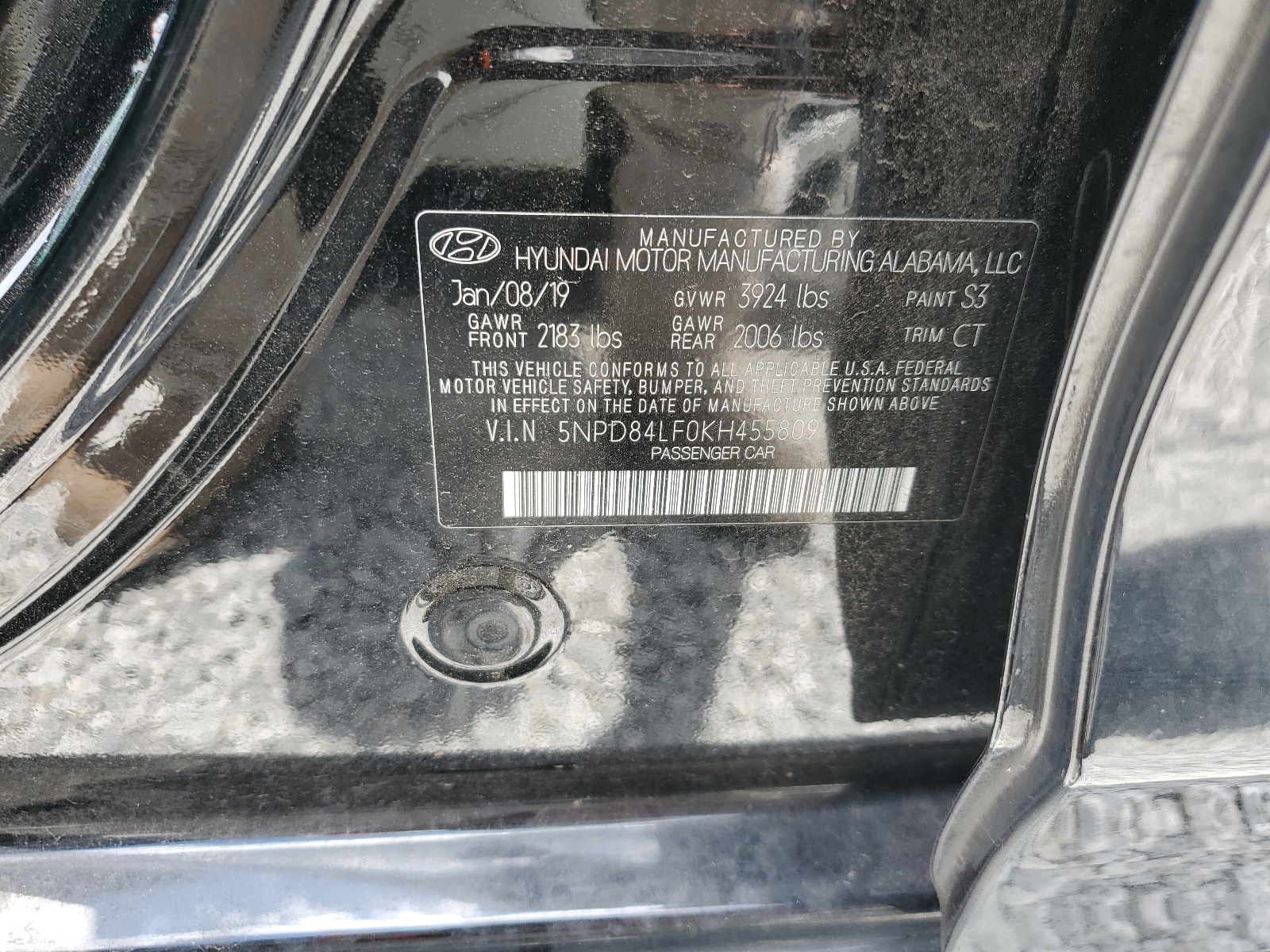 5NPD84LF0KH455809 2019 Hyundai Elantra Sel