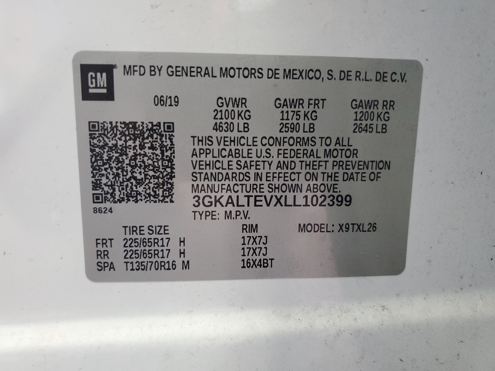 3GKALTEVXLL102399 2020 GMC Terrain Sle