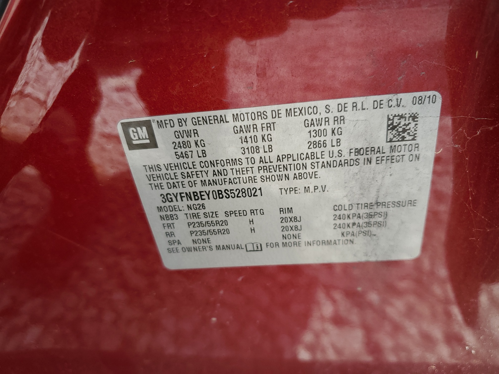 3GYFNBEY0BS528021 2011 Cadillac Srx Performance Collection