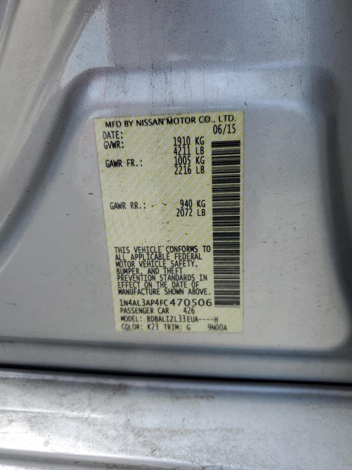 2015 Nissan Altima 2.5 VIN: 1N4AL3AP4FC470506 Lot: 64705574