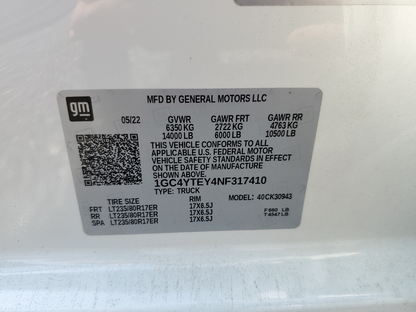 1GC4YTEY4NF317410 2022 Chevrolet Silverado K3500 Lt