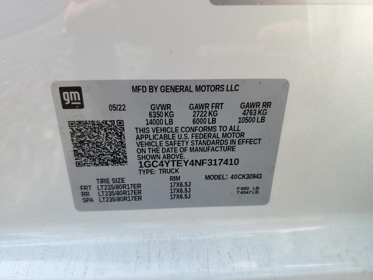 2022 Chevrolet Silverado K3500 Lt VIN: 1GC4YTEY4NF317410 Lot: 62068274