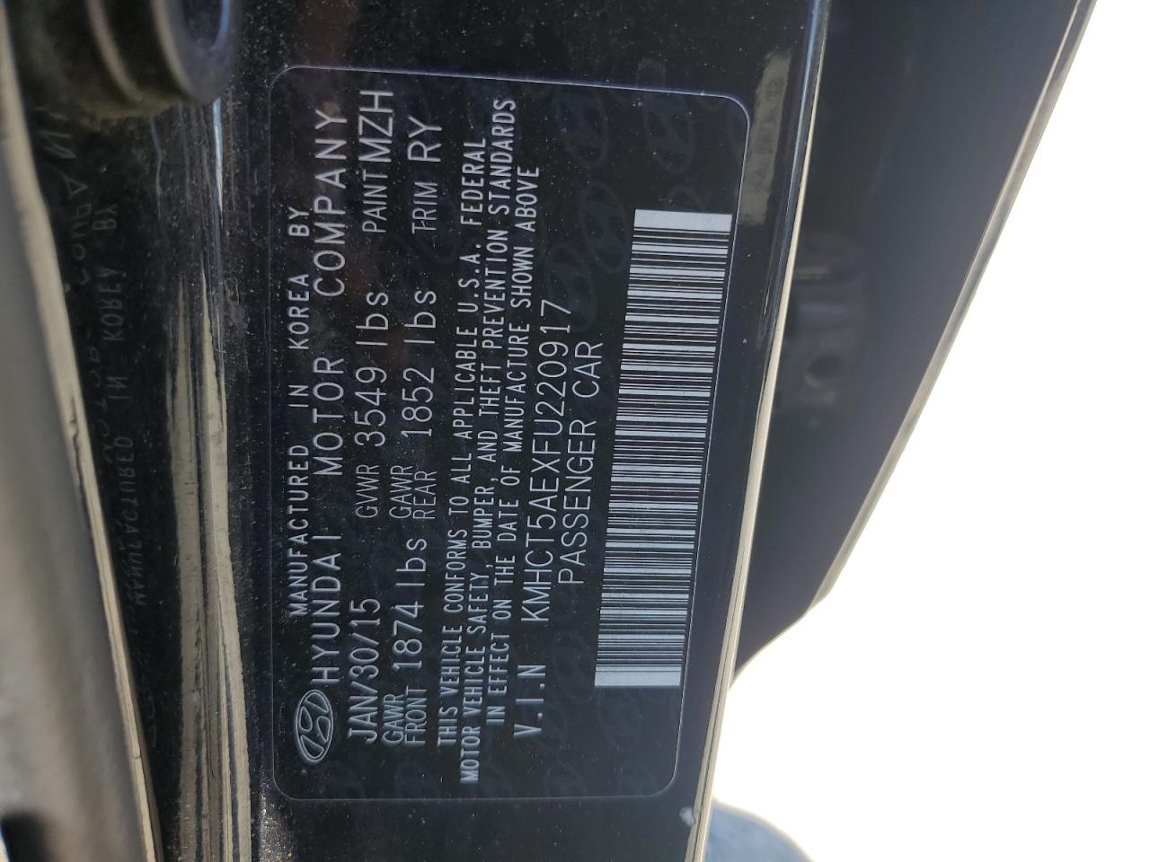 2015 Hyundai Accent Gs VIN: KMHCT5AEXFU220917 Lot: 61849154