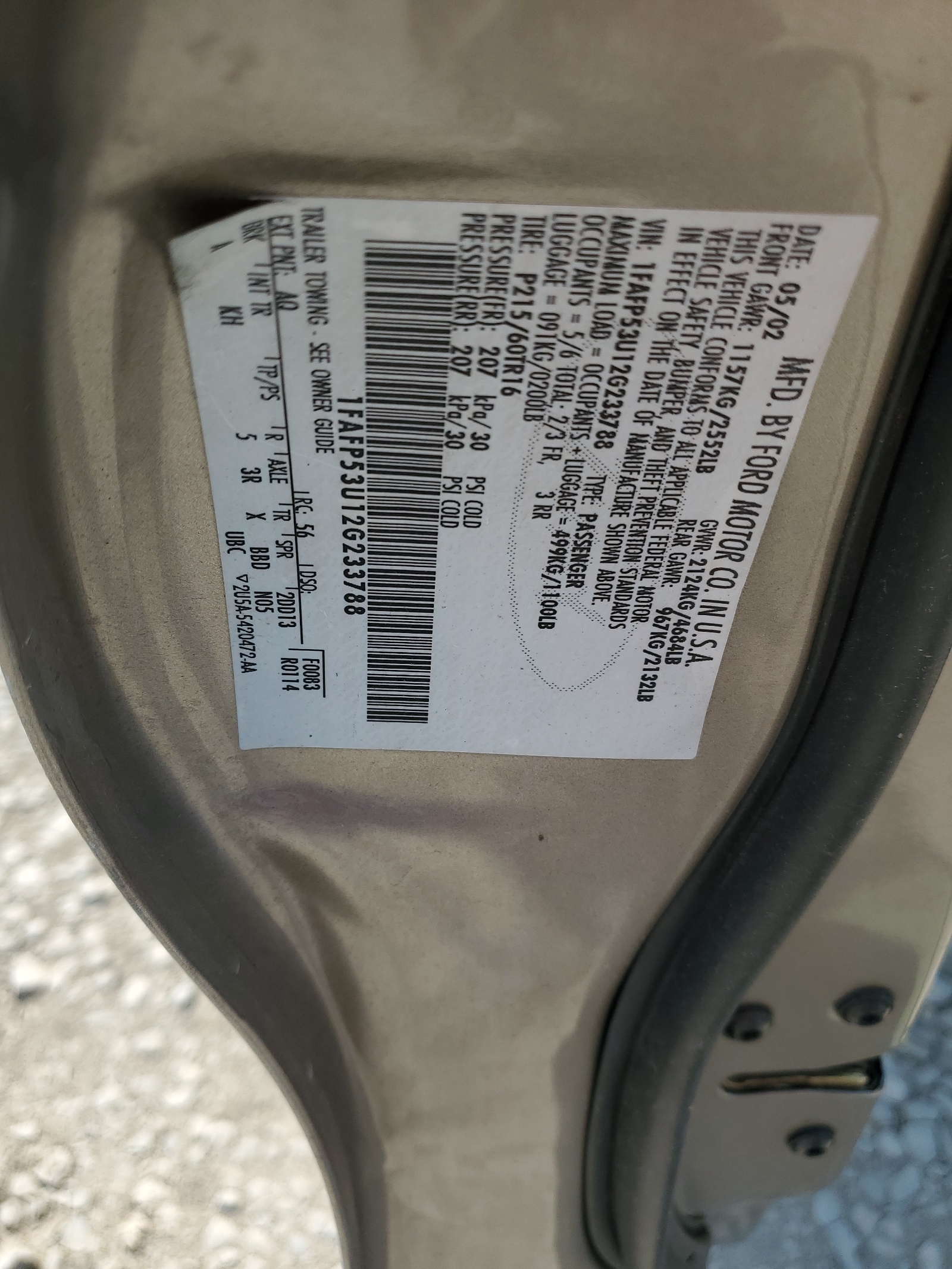 1FAFP53U12G233788 2002 Ford Taurus Se