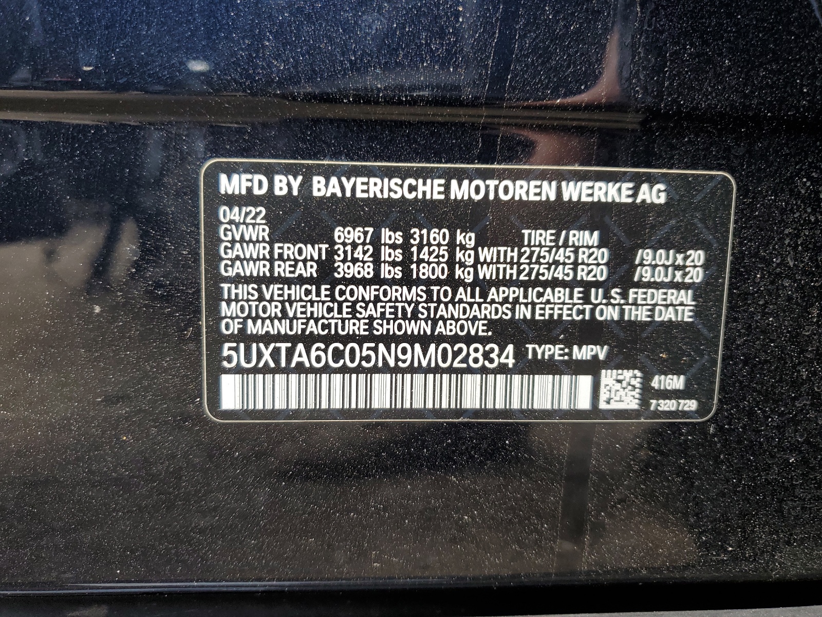 5UXTA6C05N9M02834 2022 BMW X5 xDrive45E