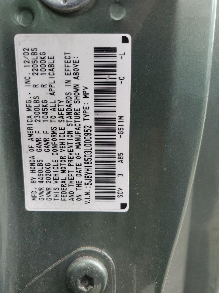 2003 Honda Element Ex VIN: 5J6YH18503L000952 Lot: 64411614