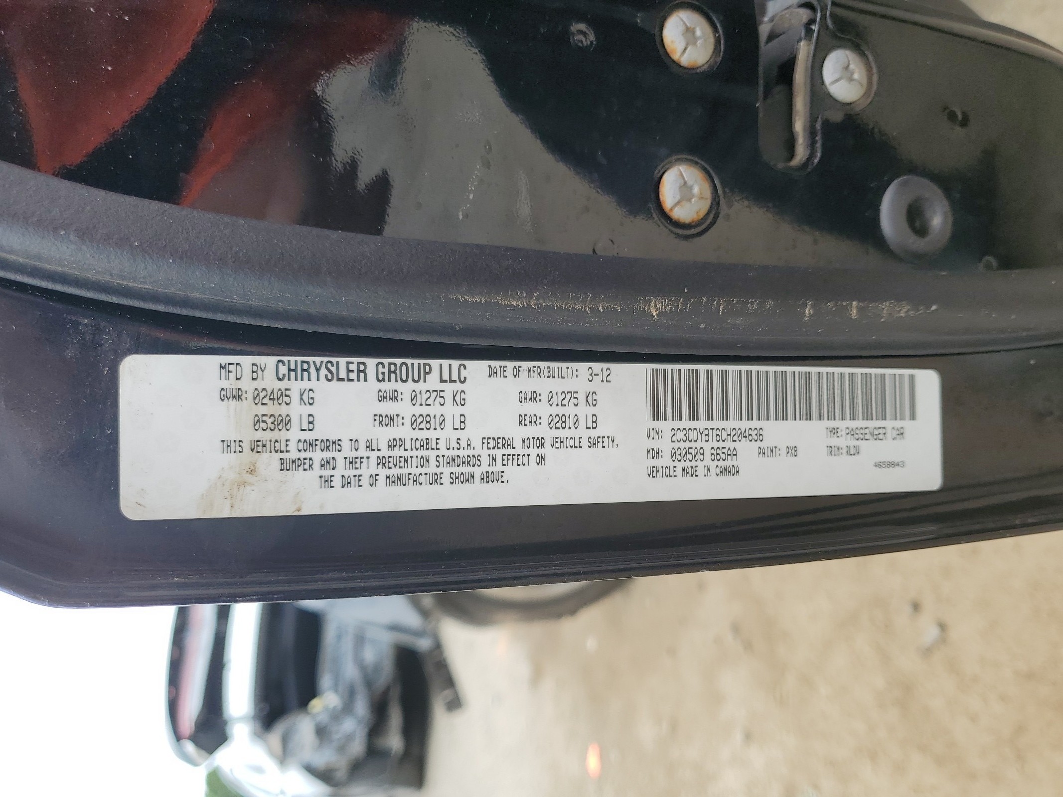 2C3CDYBT6CH204636 2012 Dodge Challenger R/T