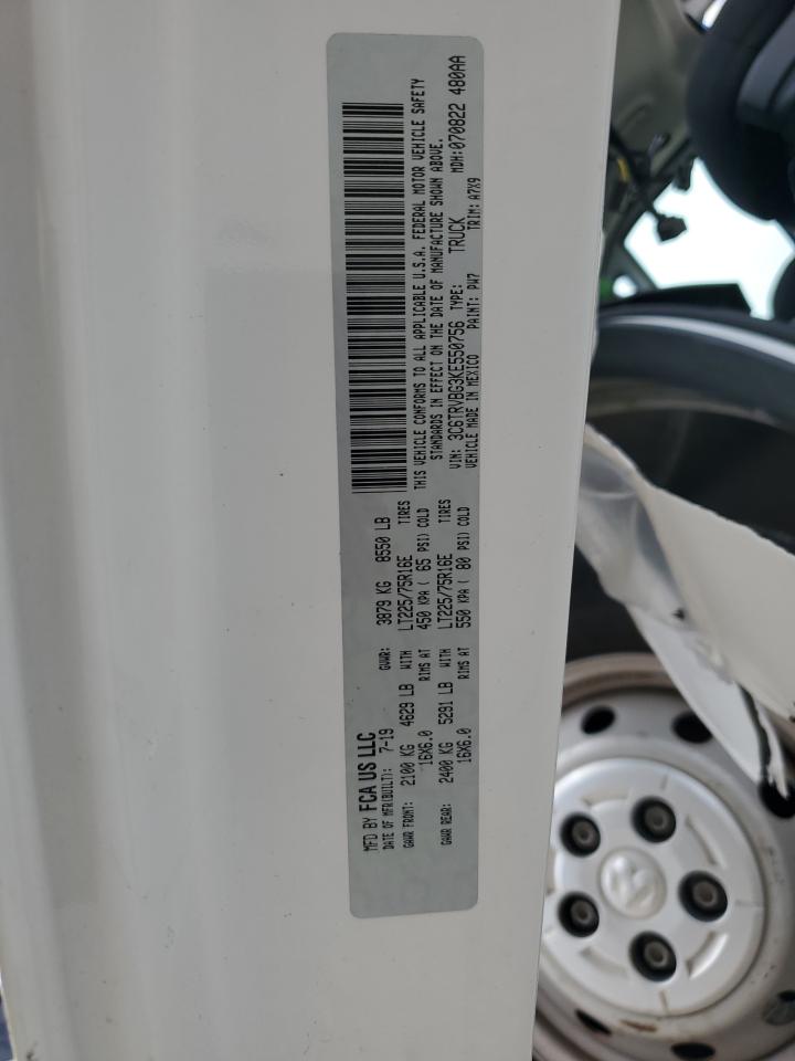 2019 Ram Promaster 1500 1500 High VIN: 3C6TRVBG3KE550756 Lot: 64897174