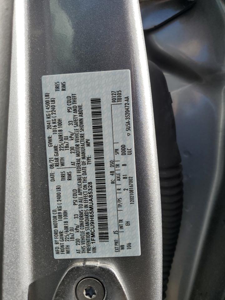 2021 Ford Escape Sel VIN: 1FMCU9H65MUA85328 Lot: 62997004