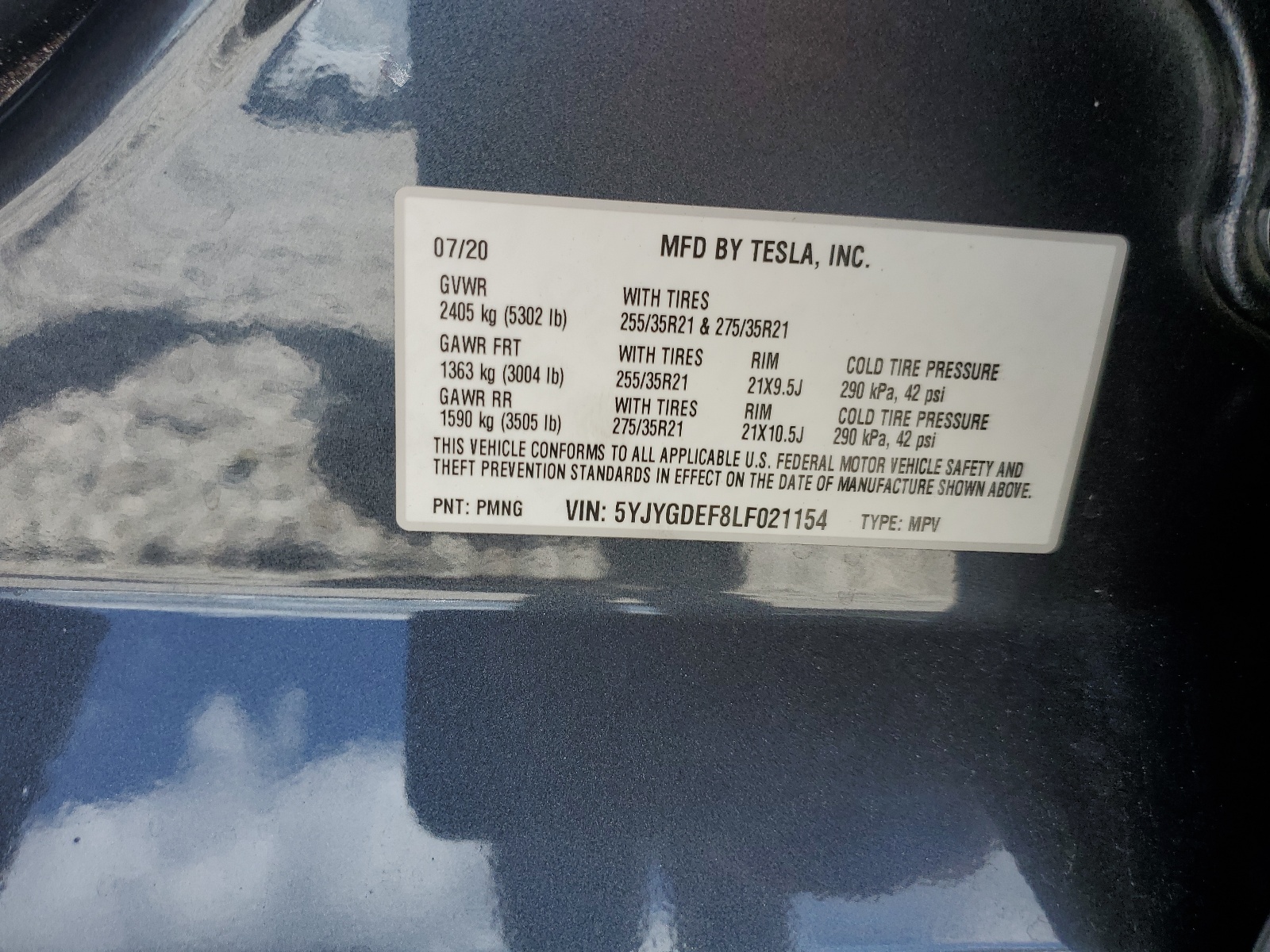 5YJYGDEF8LF021154 2020 Tesla Model Y