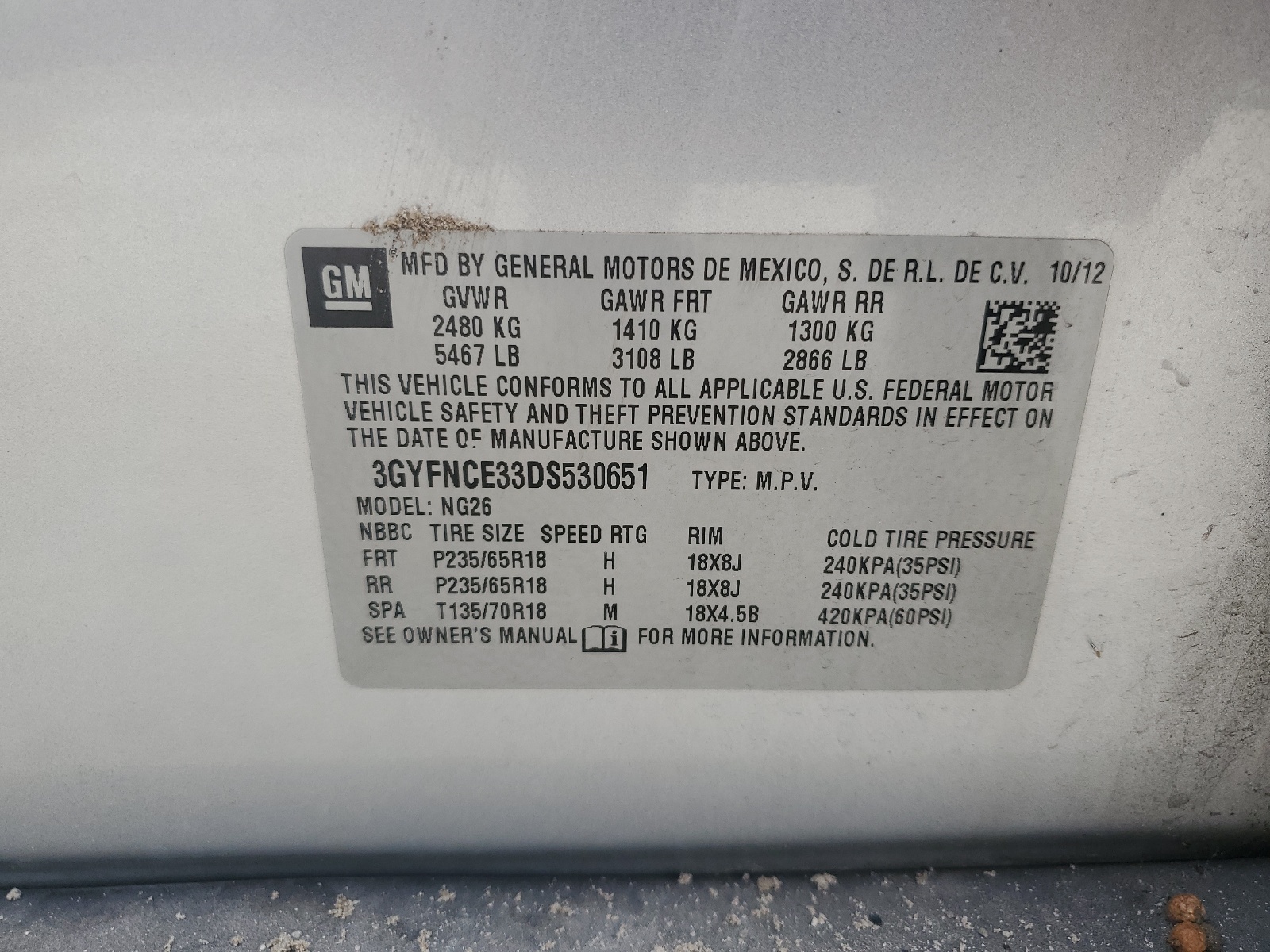 3GYFNCE33DS530651 2013 Cadillac Srx Luxury Collection