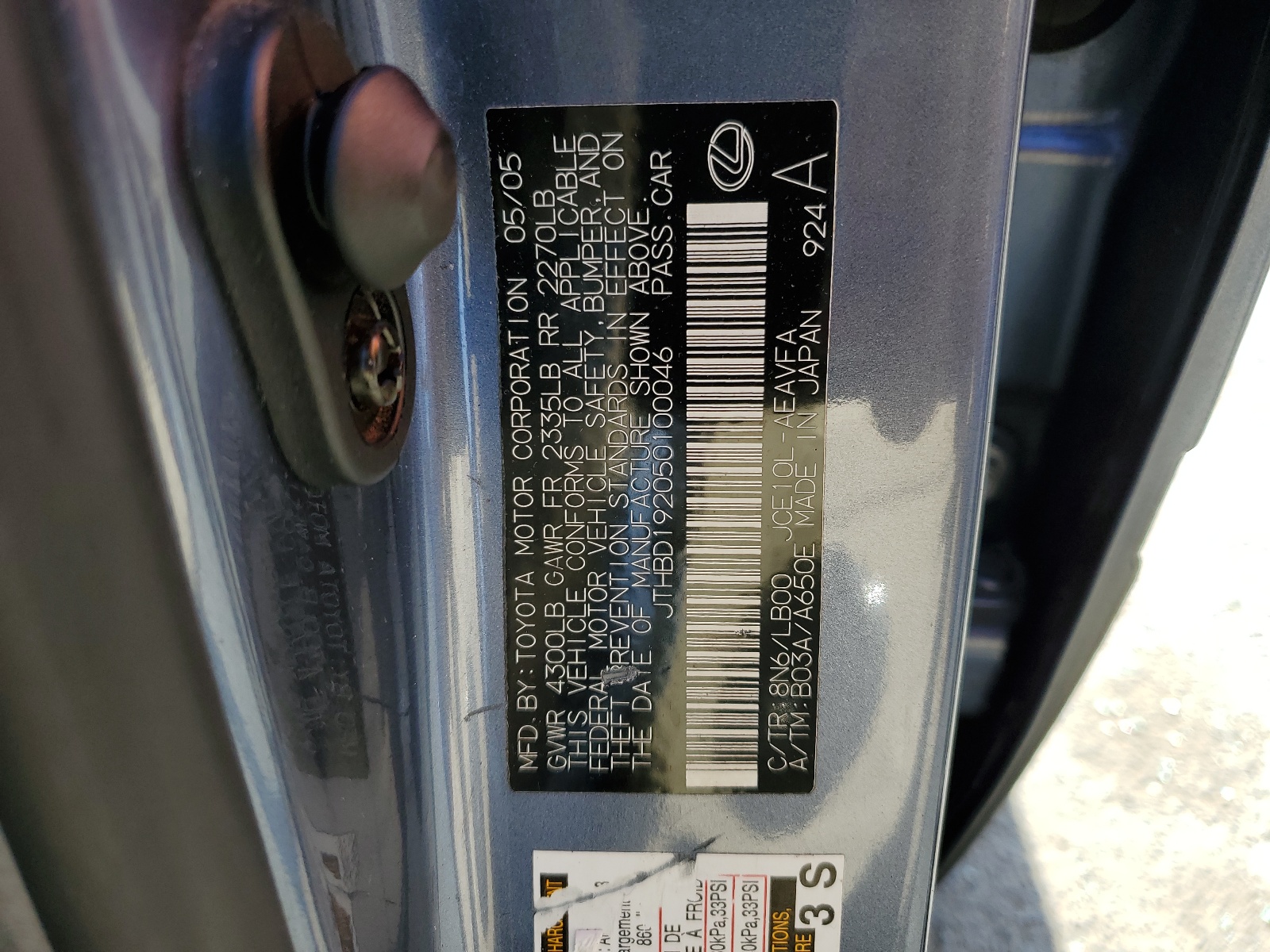 JTHBD192050100046 2005 Lexus Is 300