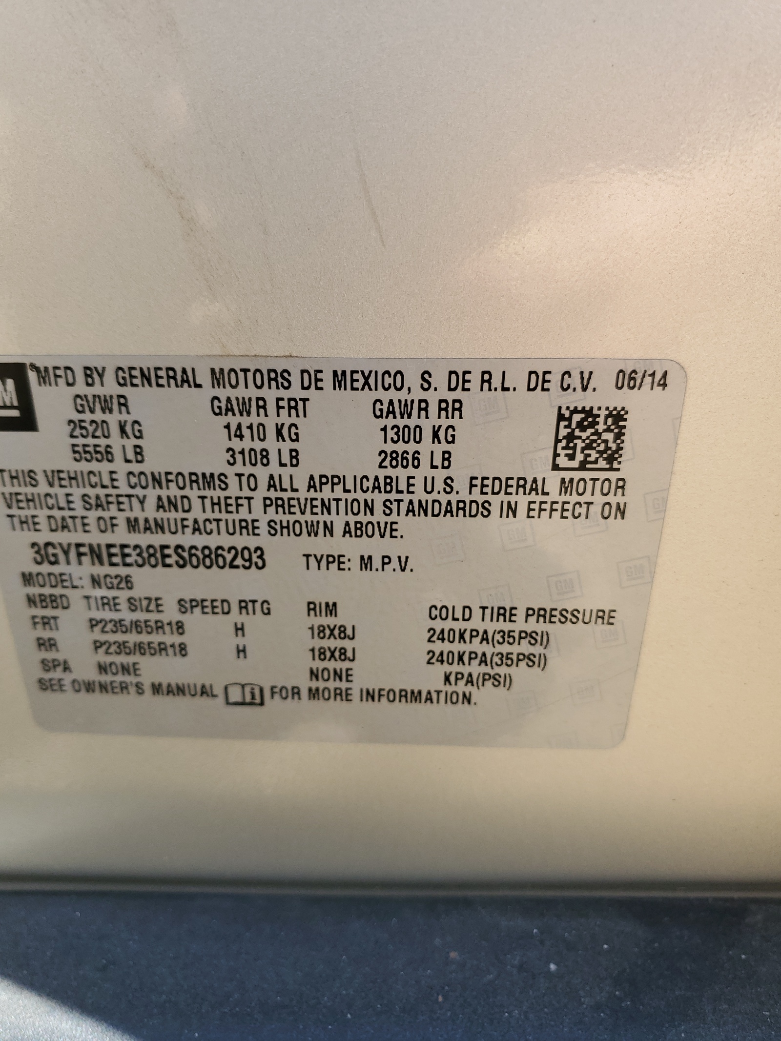 3GYFNEE38ES686293 2014 Cadillac Srx Luxury Collection