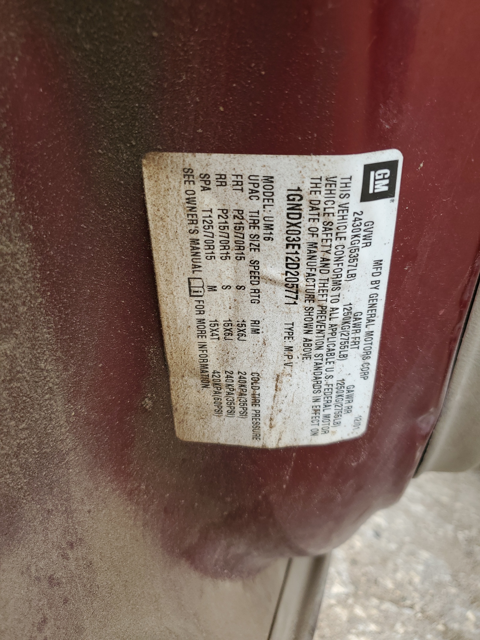 1GNDX03E12D205771 2002 Chevrolet Venture