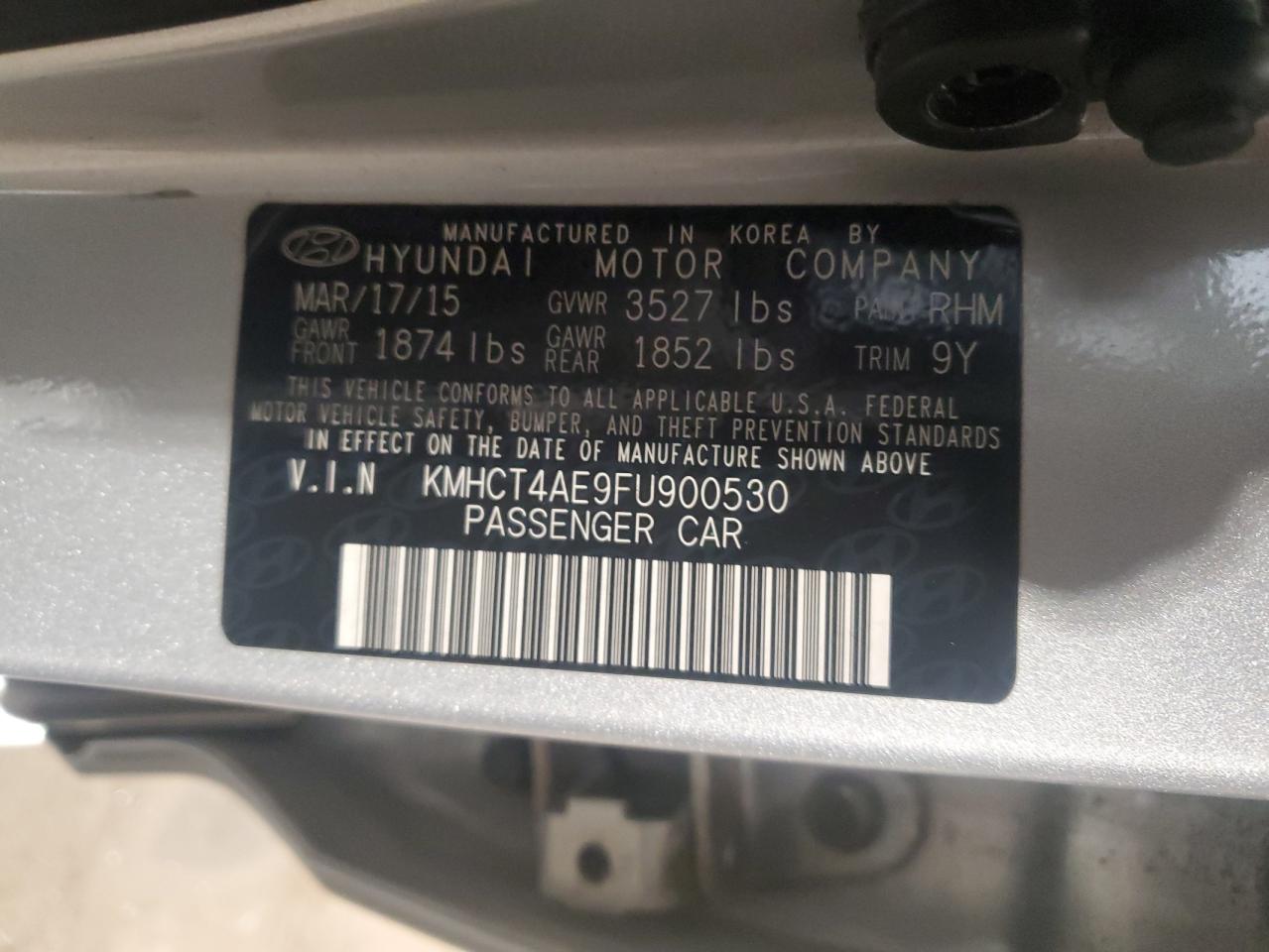 2015 Hyundai Accent Gls VIN: KMHCT4AE9FU900530 Lot: 66489944