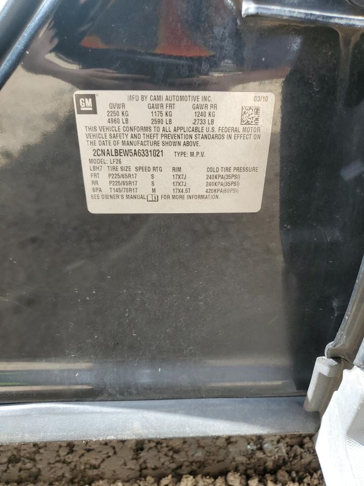 2010 Chevrolet Equinox Ls VIN: 2CNALBEW5A6331021 Lot: 62660994