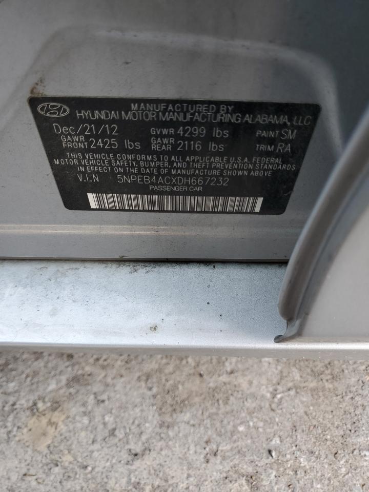 2013 Hyundai Sonata Gls VIN: 5NPEB4ACXDH667232 Lot: 63900704
