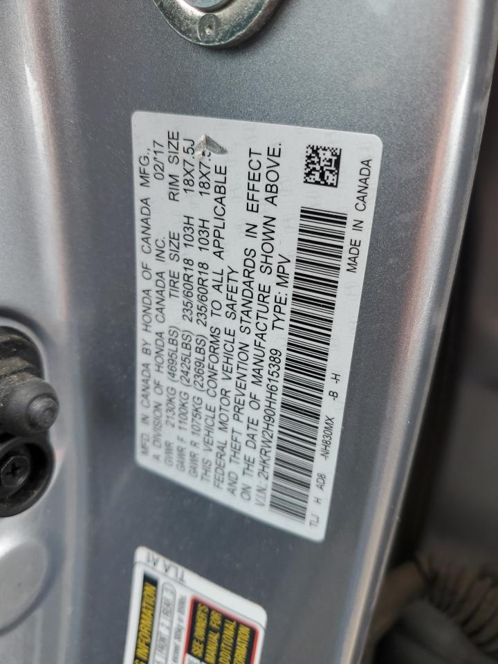 2017 Honda Cr-V Touring VIN: 2HKRW2H90HH615389 Lot: 61635764