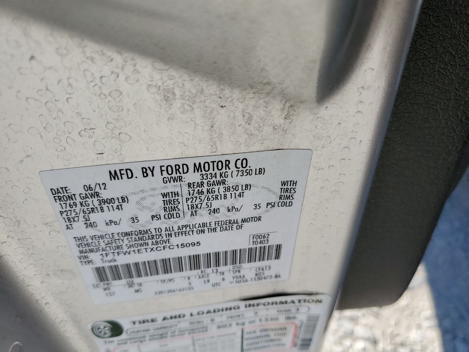 1FTFW1ETXCFC15095 2012 Ford F150 Supercrew