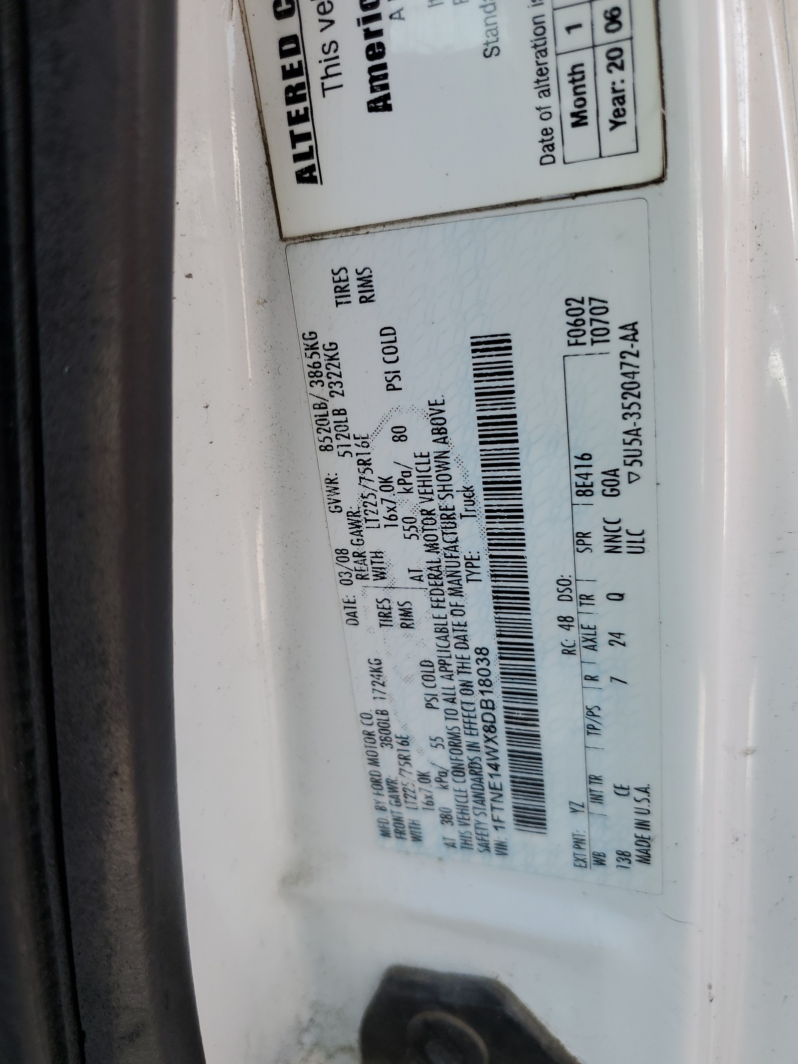 1FTNE14WX8DB18038 2008 Ford Econoline E150 Van