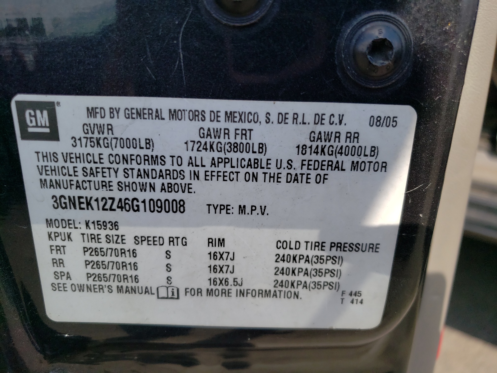 3GNEK12Z46G109008 2006 Chevrolet Avalanche K1500