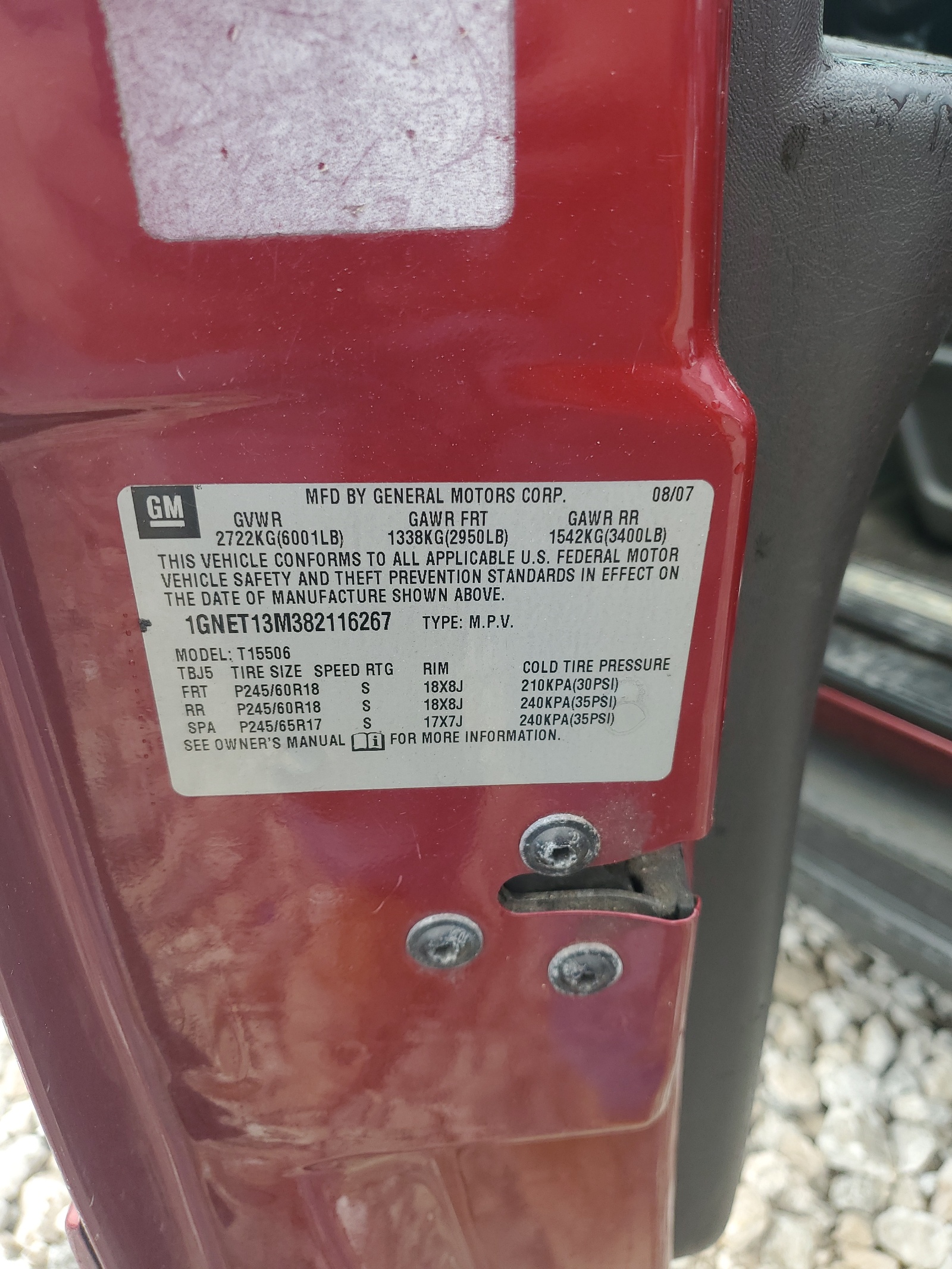 1GNET13M382116267 2008 Chevrolet Trailblazer Ls