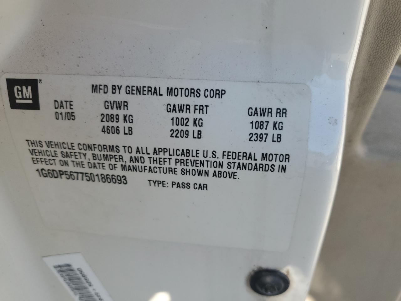 2005 Cadillac Cts Hi Feature V6 VIN: 1G6DP567750186693 Lot: 62407534