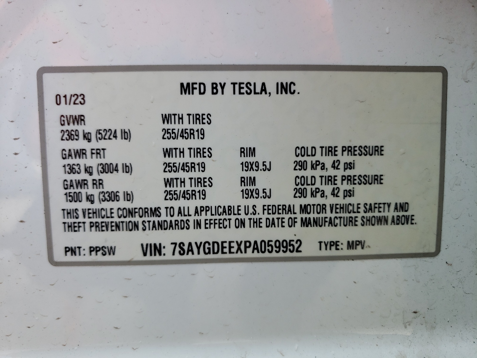 7SAYGDEEXPA059952 2023 Tesla Model Y