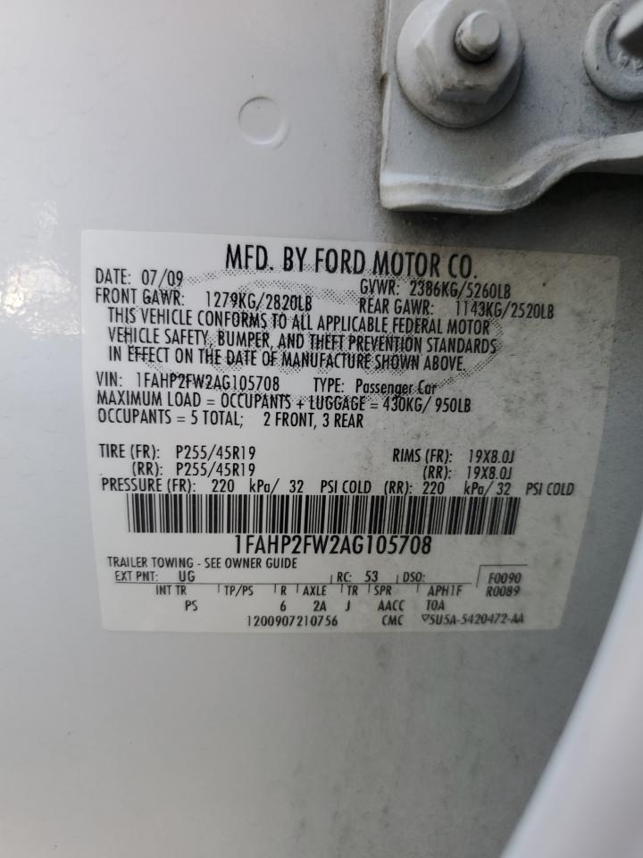 2010 Ford Taurus Limited VIN: 1FAHP2FW2AG105708 Lot: 59964544