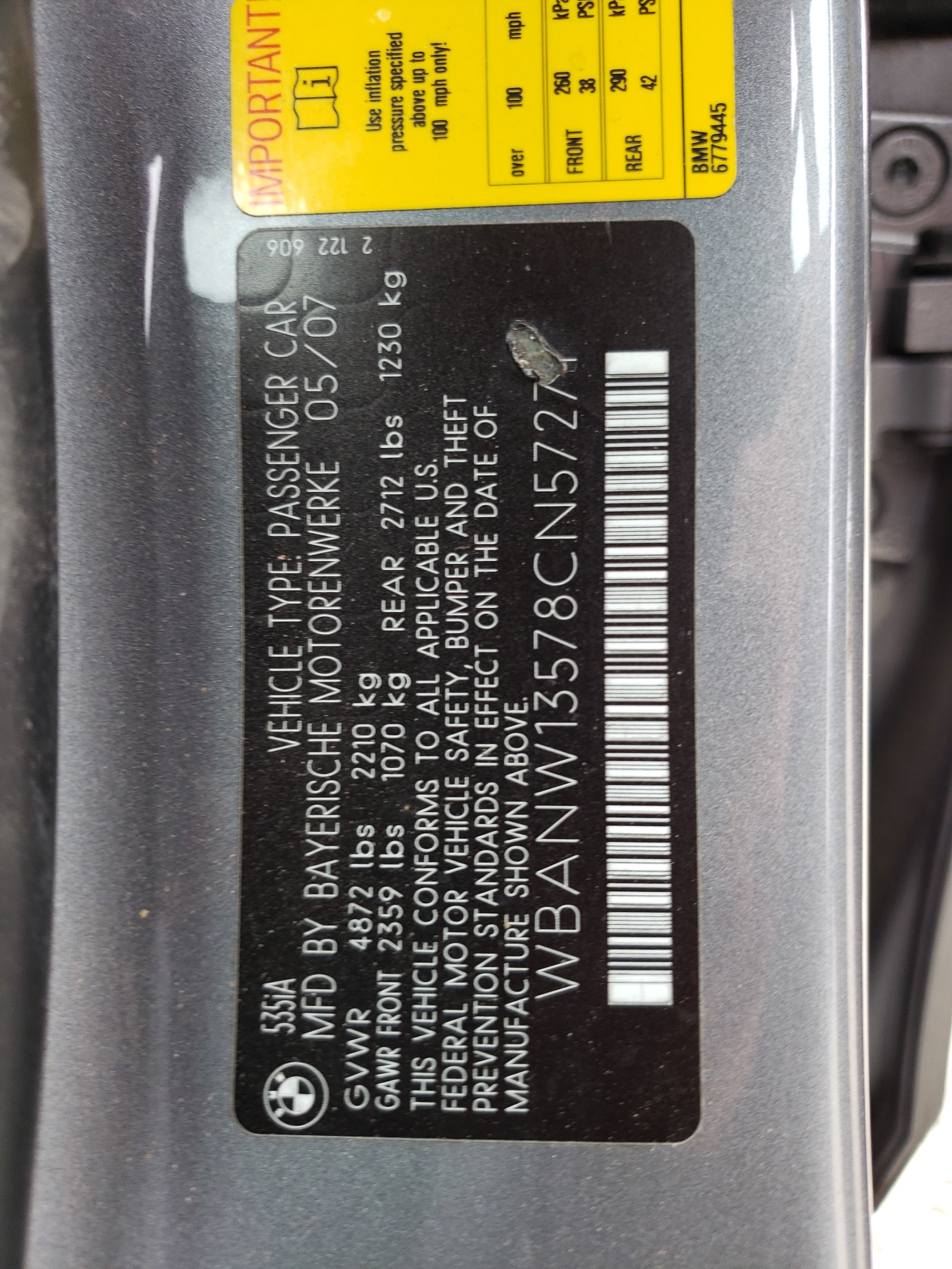 WBANW13578CN57271 2008 BMW 535 I