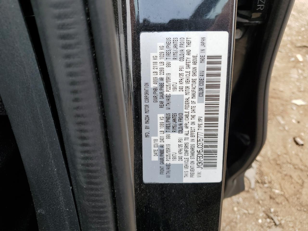 2018 Mazda Cx-5 Grand Touring VIN: JM3KFBDM5J0375777 Lot: 64481724