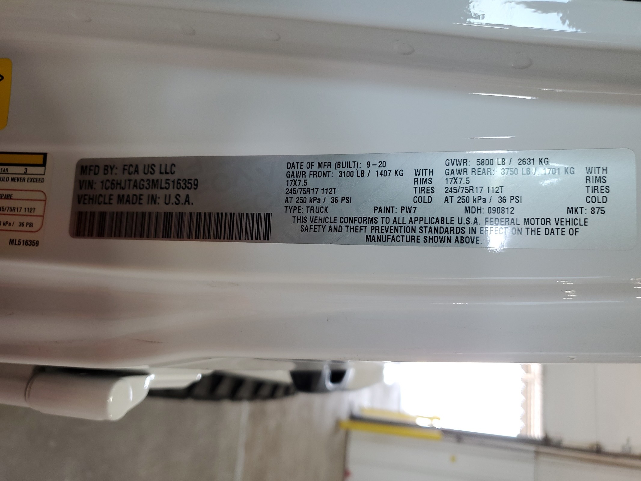 1C6HJTAG3ML516359 2021 Jeep Gladiator Sport