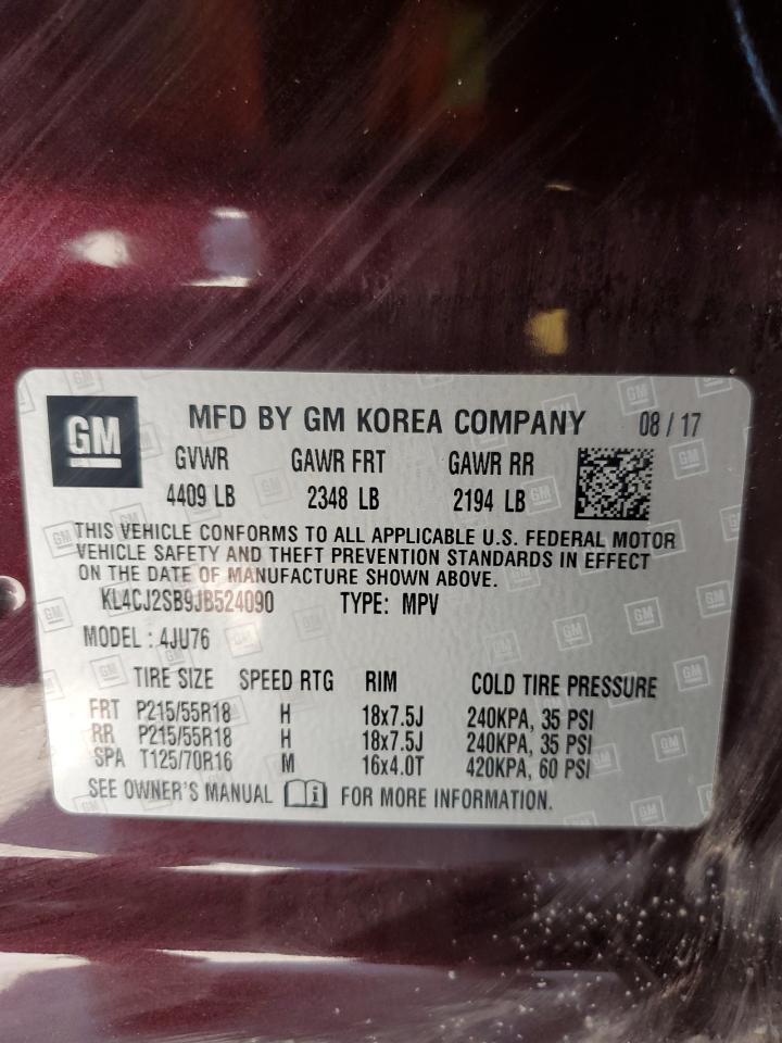 2018 Buick Encore Sport Touring VIN: KL4CJ2SB9JB524090 Lot: 63670714