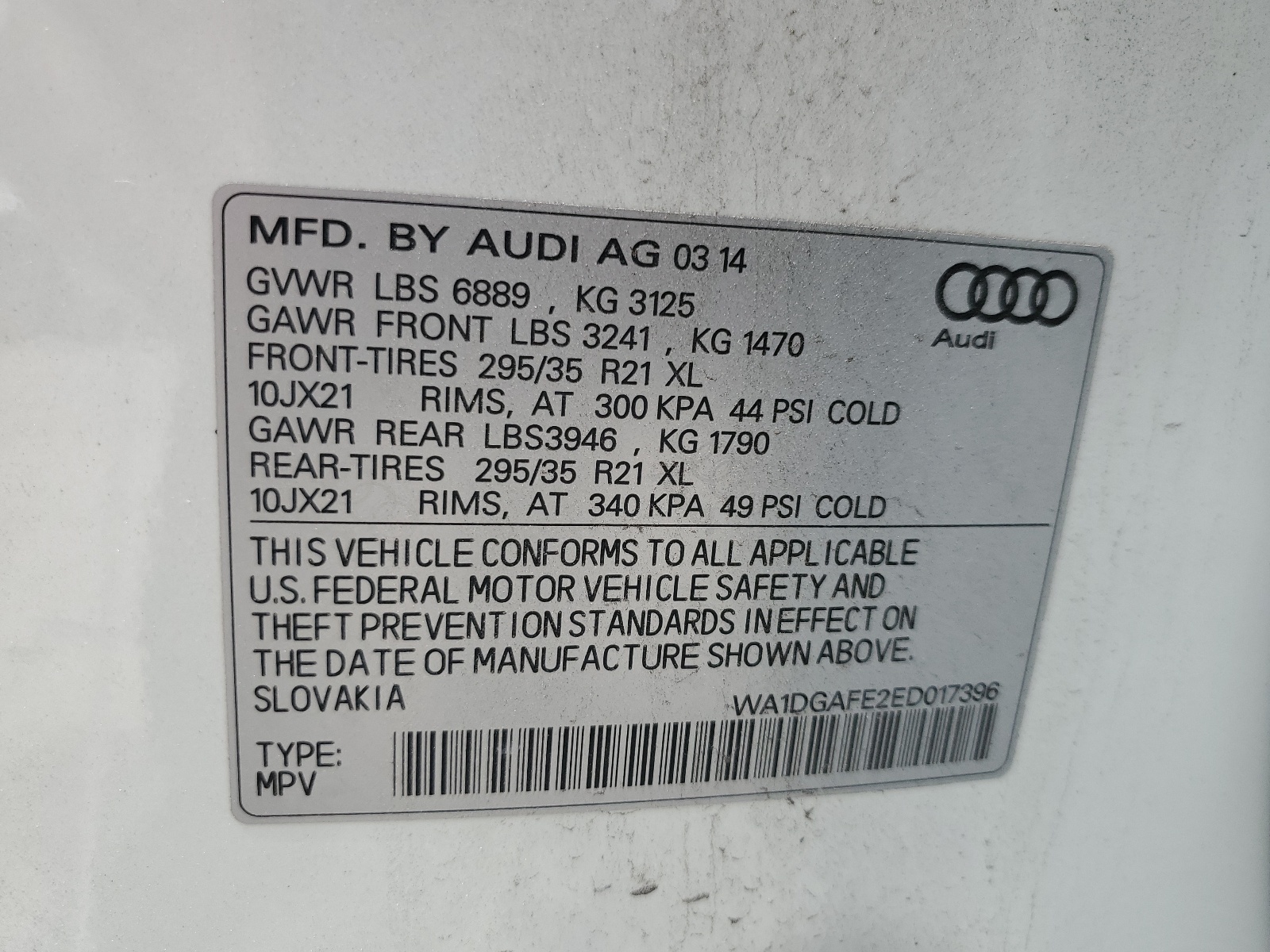 WA1DGAFE2ED017396 2014 Audi Q7 Prestige