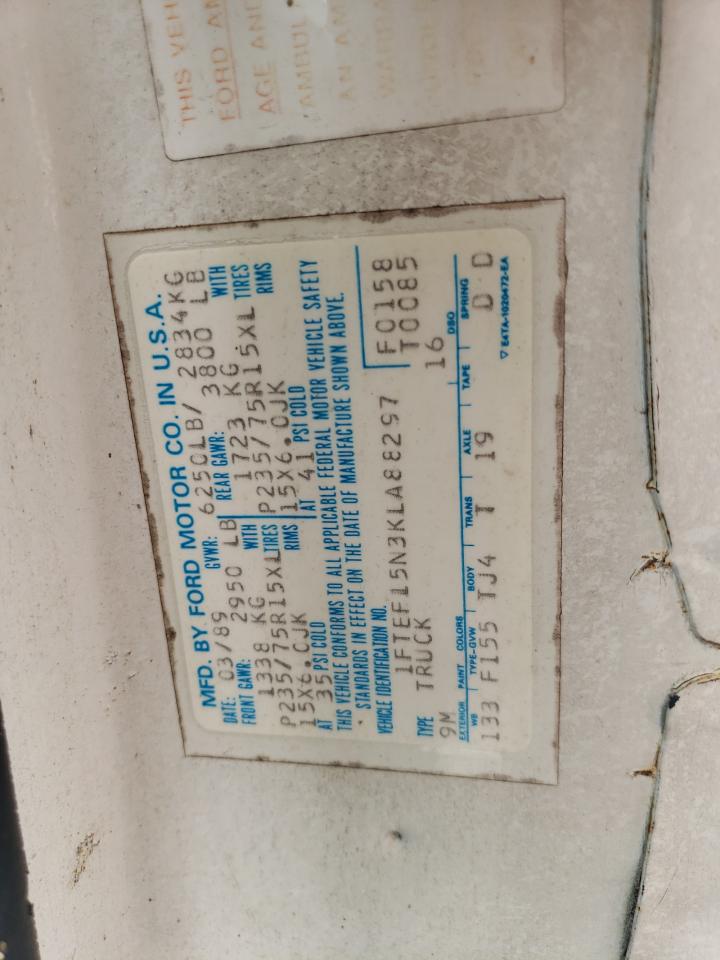 1989 Ford F150 VIN: 1FTEF15N3KLA88297 Lot: 63683494