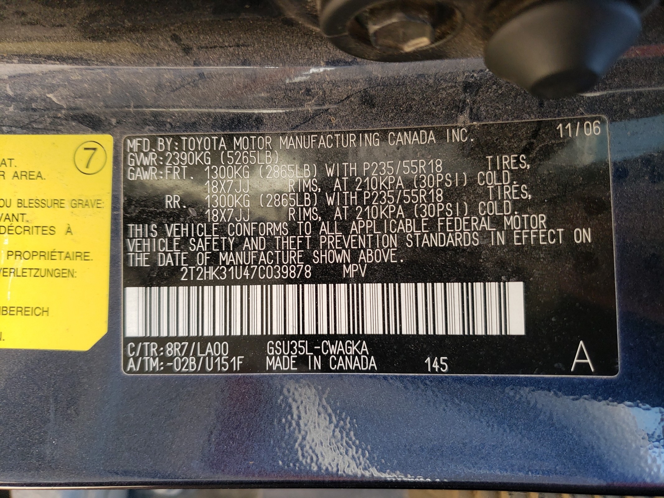 2T2HK31U47C039878 2007 Lexus Rx 350