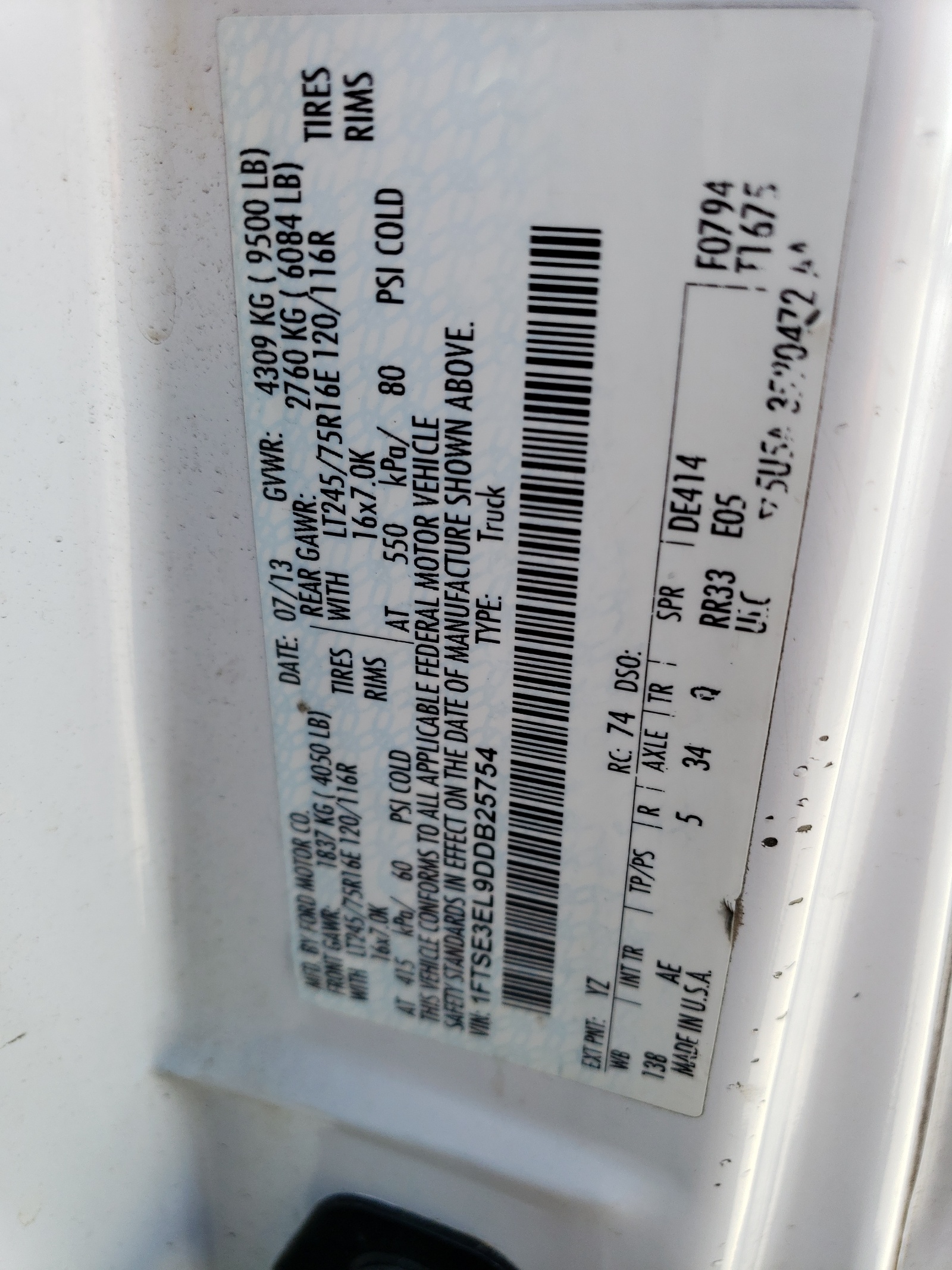 1FTSE3EL9DDB25754 2013 Ford Econoline E350 Super Duty Van