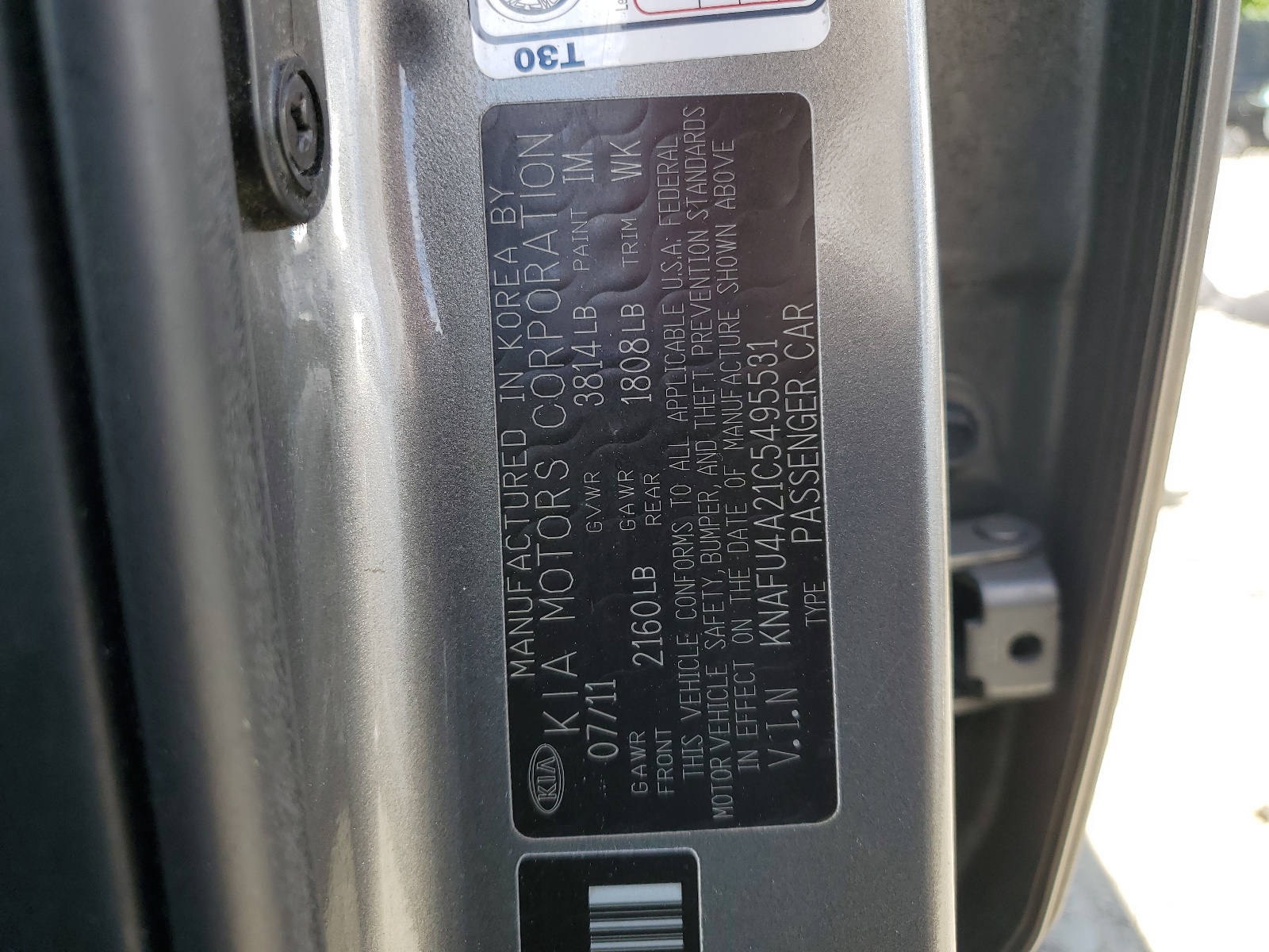 KNAFU4A21C5495531 2012 Kia Forte Ex